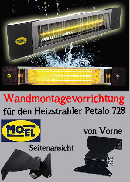 Halogen Quarz Infrarot Heizstrahler PETALO ohne Kabel / 1.800W / IP55 / für 6-8 qm