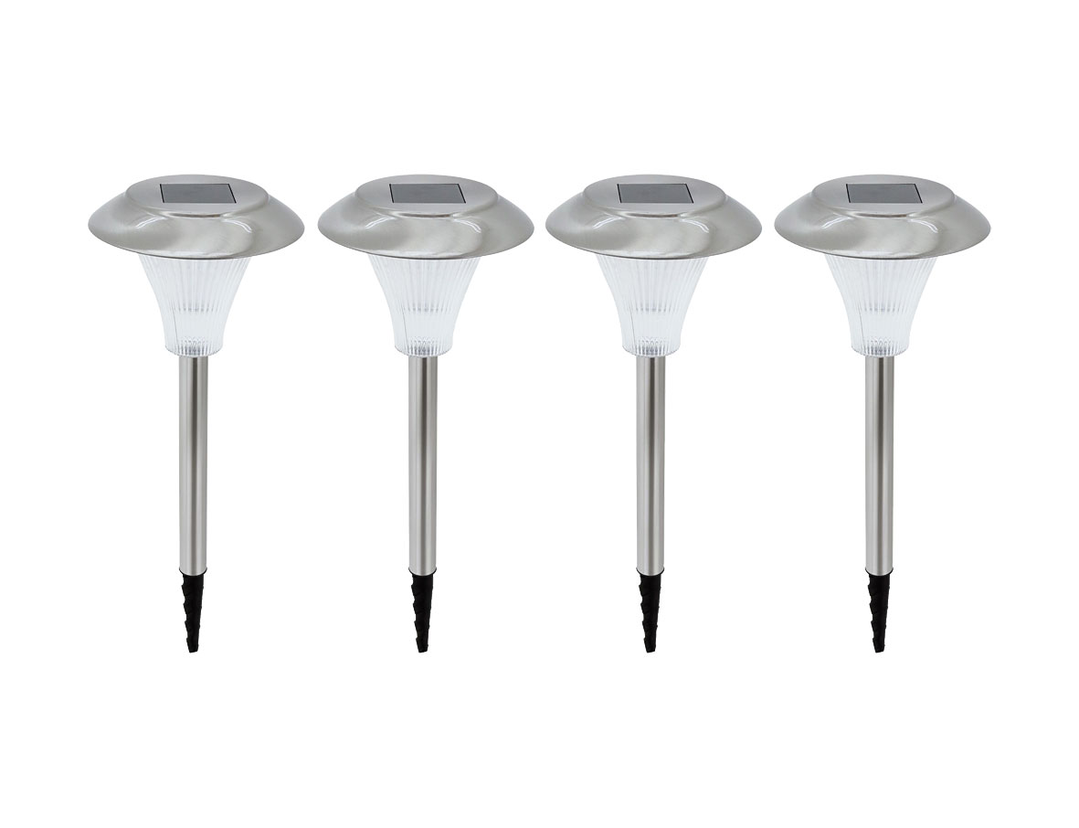 4er Set LED-Solarleuchten Edelstahl / inkl. Leuchtmittel
