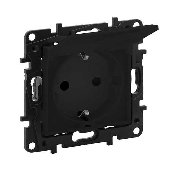 Legrand Niloe Step Schuko-Steckdose mit Klappdeckel / Schwarz