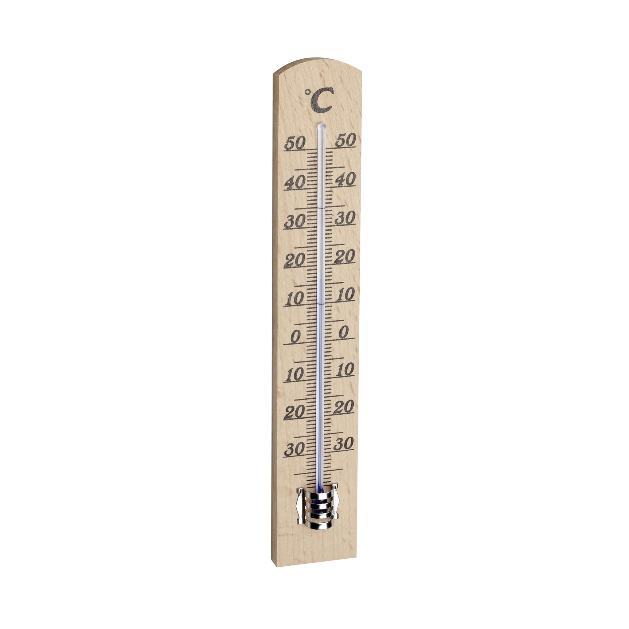 Analoges Innenthermometer aus Buche