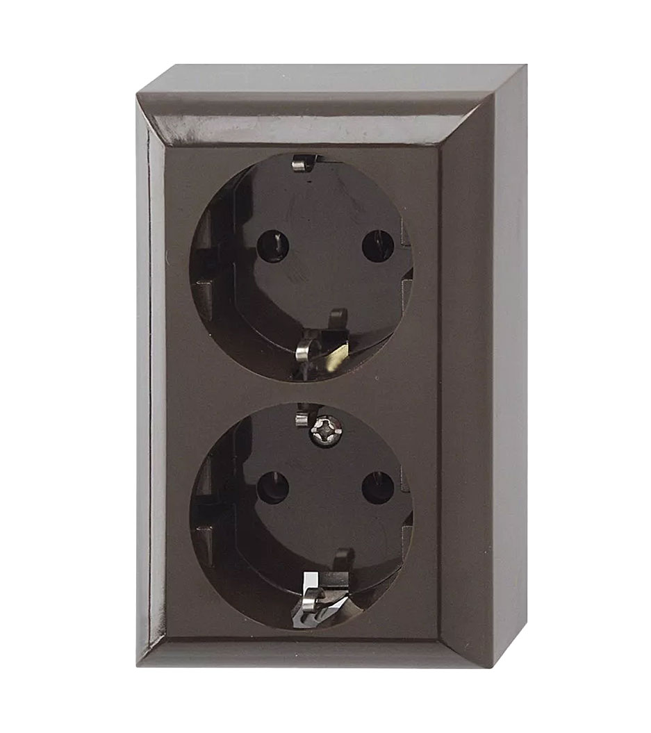 PlanoLuxe AP Steckdose 2-fach braun