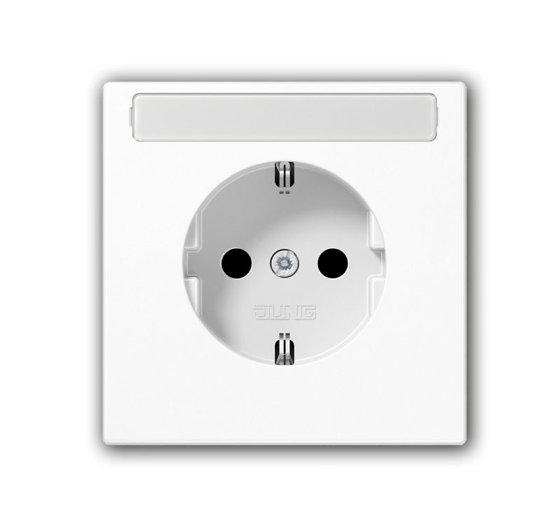 Jung Schuko-Steckdose mit Schriftfeld / 16A 250V / alpinweiß glänzend