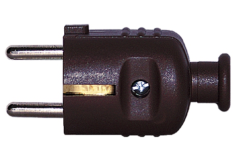 Schukostecker mit Tülle und Doppelschutzkontakt / schwarz