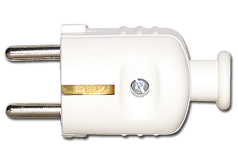 Schukostecker mit Tülle weiß / mit Doppelschutzkontakt