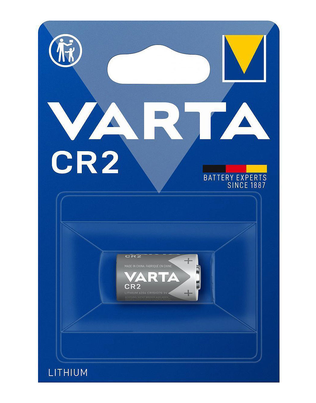 Varta Lithium Cylindrical Fotobatterie 3V / 930 mAh / CR15H270 / 06206 / V6206 / CR2 - 1er Blister