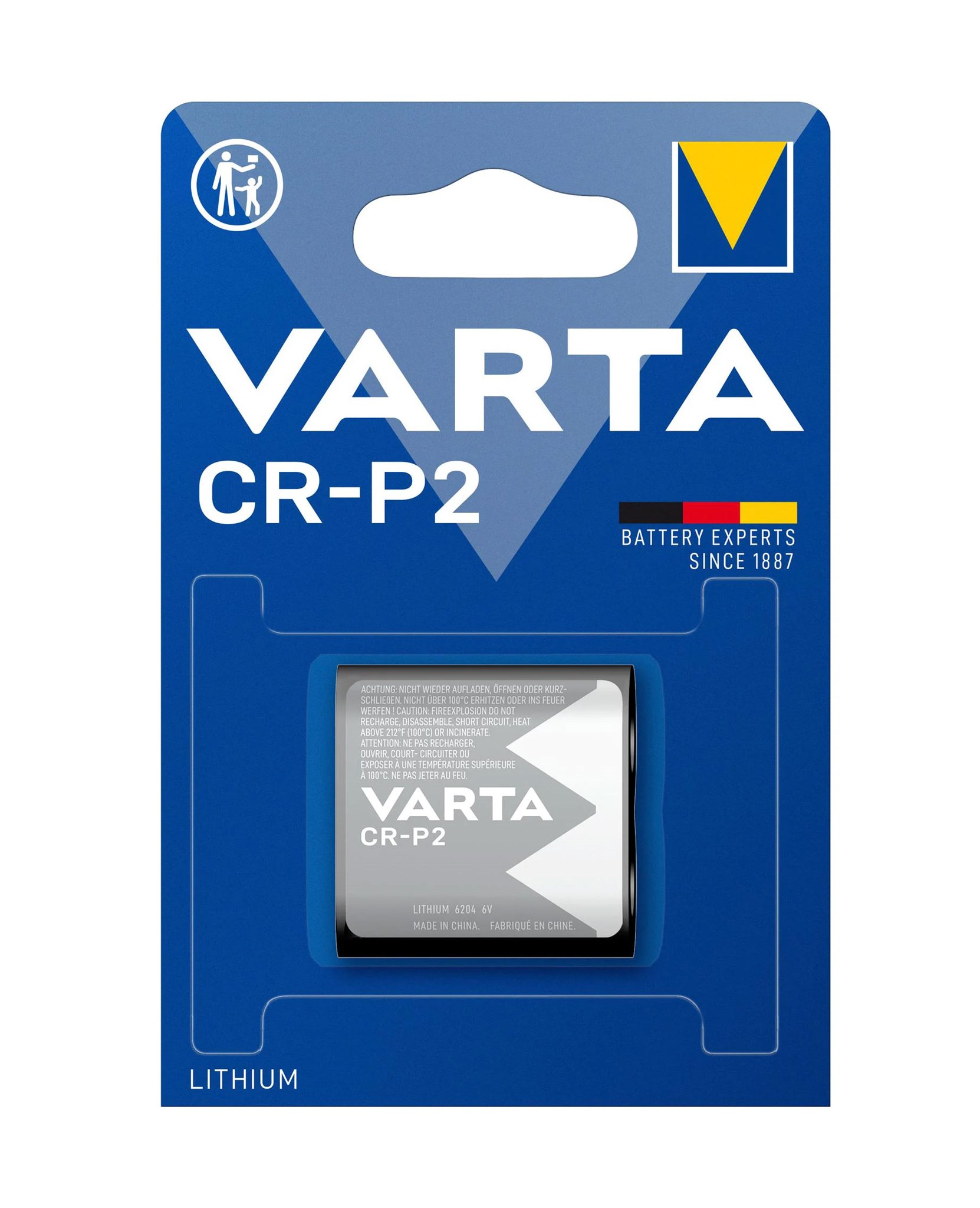 Varta Lithium Cylindrical Fotobatterie 6V / 1.450 mAh / 223 / 223/CRP2 / 06204 / CRP2 / CR-P2 - 1er Blister