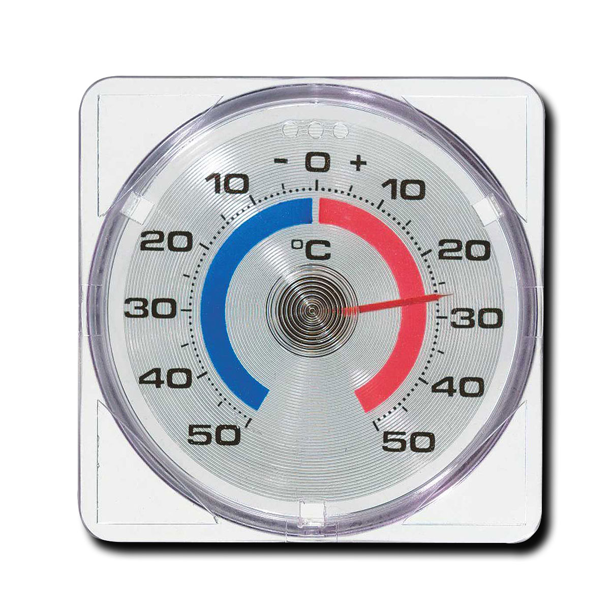 Analoges Fensterthermometer eckig / zweifarbige Skala