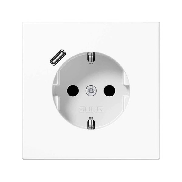 Jung Schuko-Steckdose mit USB-Ladegerät / Serie LS / alpinweiß