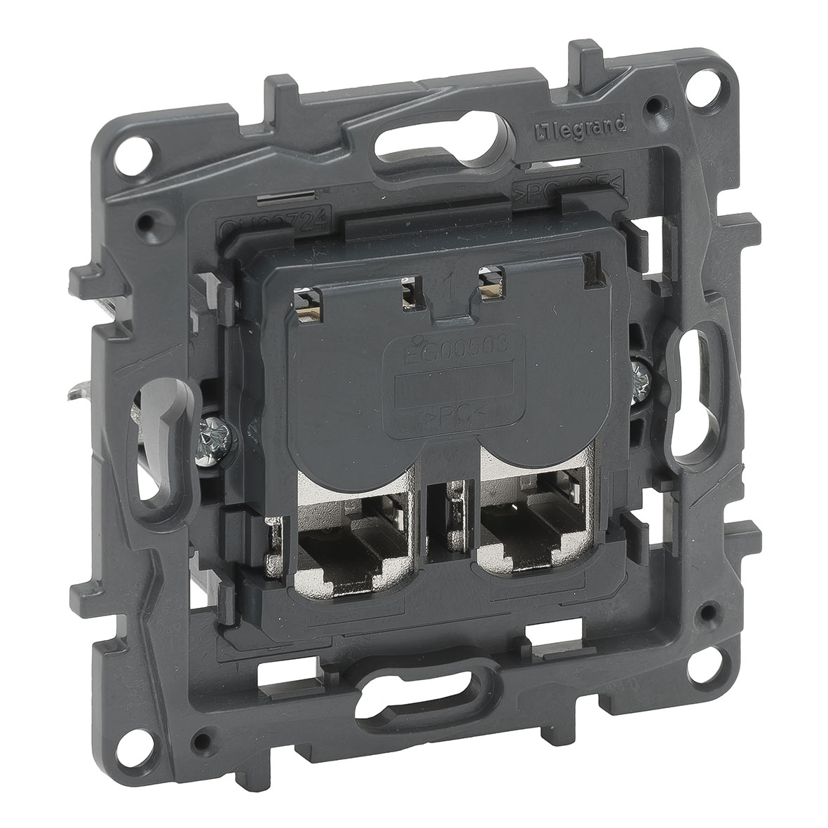 Legrand Niloe Step Einsatz Datendose 2XRJ45 KAT 6A STP / 2-fach geschirmt Anthrazit
