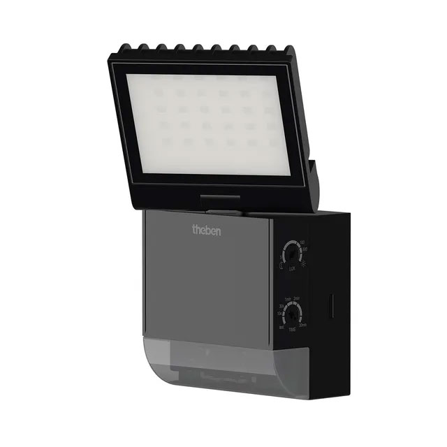 LED-Strahler theLeda 1-flammig schwarz / 900 lm / 8,5W / 4.000K / IP55 / mit Bewegungsmelder / dreh- und schwenkbar