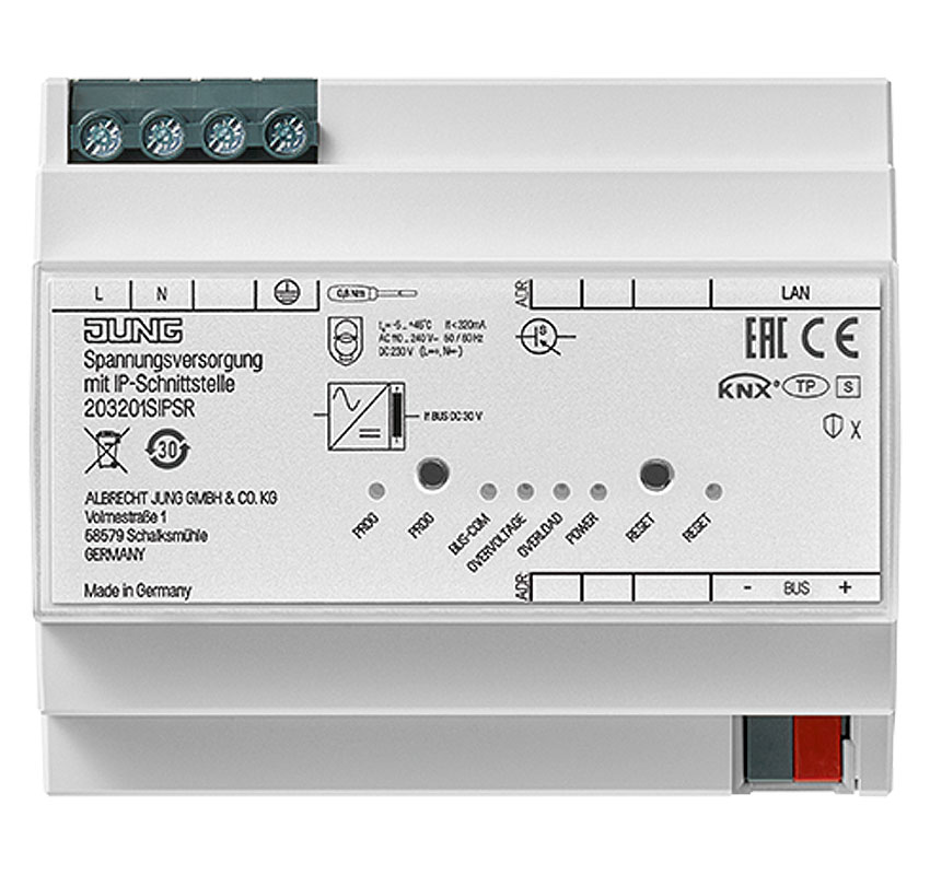 Jung KNX Spannungsversorgung mit IP-Schnittstelle 320 mA / REG / 6 TE / Secure
