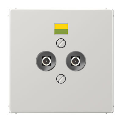 Potentialausgleich-Steckdose / 2 Steckerstifte nach DIN 42801 / Tragring / Duroplast lichtgrau glänzend