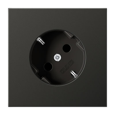 Schuko-Steckdose 45° / 16A / 250V / weißes LED-Orientierungslicht / Aluminium lackiert
