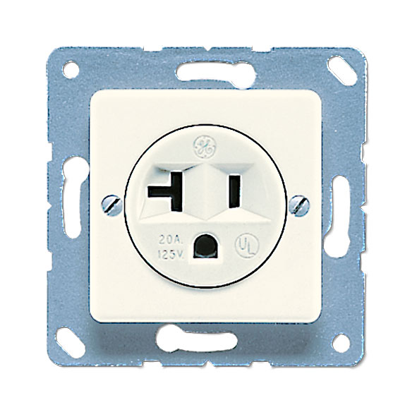 Steckdose US-Norm NEMA 20A / 125V / 2-polig + E / Schraubbefestigung / Thermoplast weiß