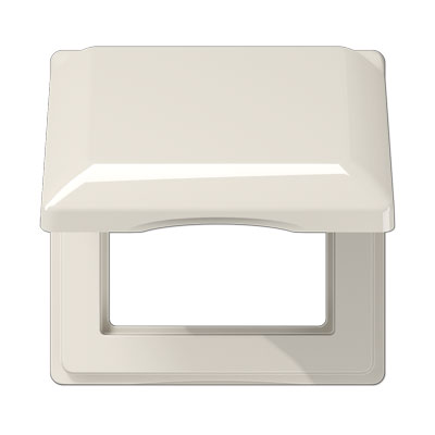 Klappdeckel für Steckdosen und Geräte mit Abdeckung 50 x 50 mm / Thermoplast weiß hochglänzend