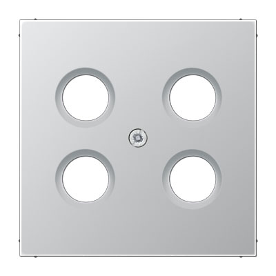 Abdeckung für 4-Loch SAT-TV-Steckdose Hirschmann / Schraubbefestigung / Aluminium matt