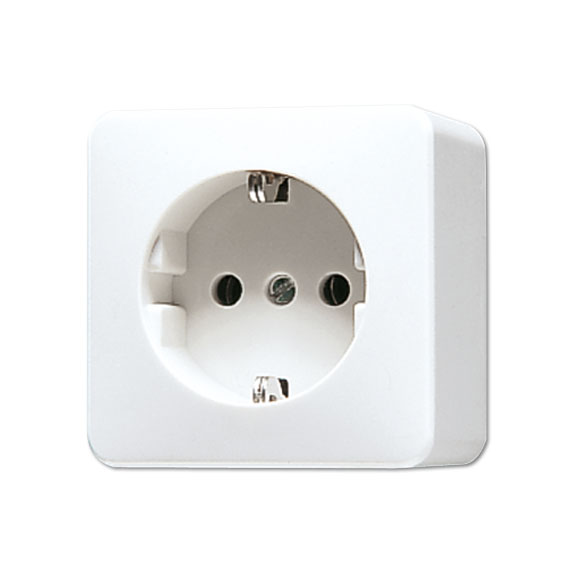 SCHUKO-Steckdose 1-fach / 16A / 250V / 61 x 61 x 39 mm / alpinweiß
