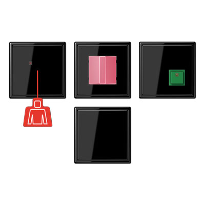 Notrufset Serie LS mit Zugtaster, Rufmodul, Abstelltaster und Netzteil / schwarz