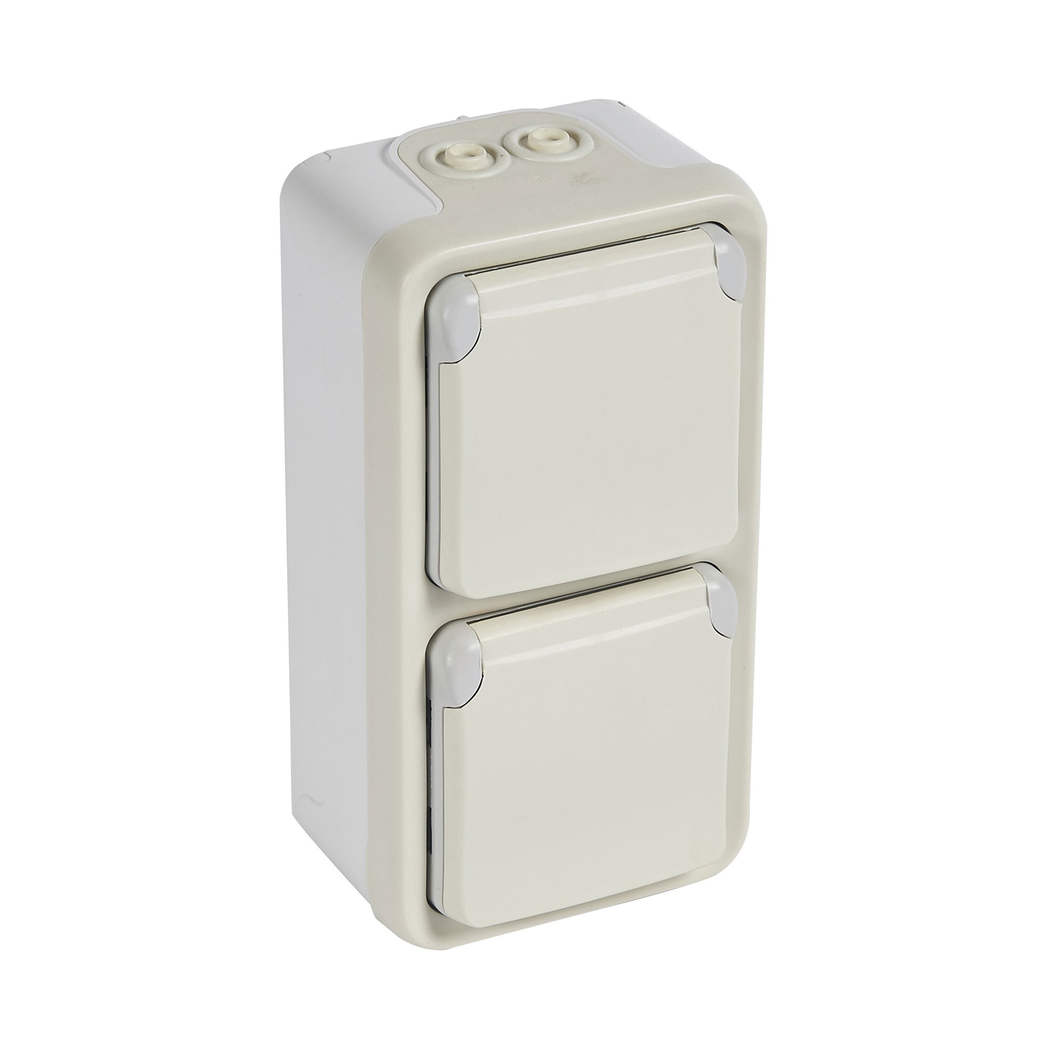 FR AP Steckdose 2-fach senkrecht Plexo 55 / weiß / IP55