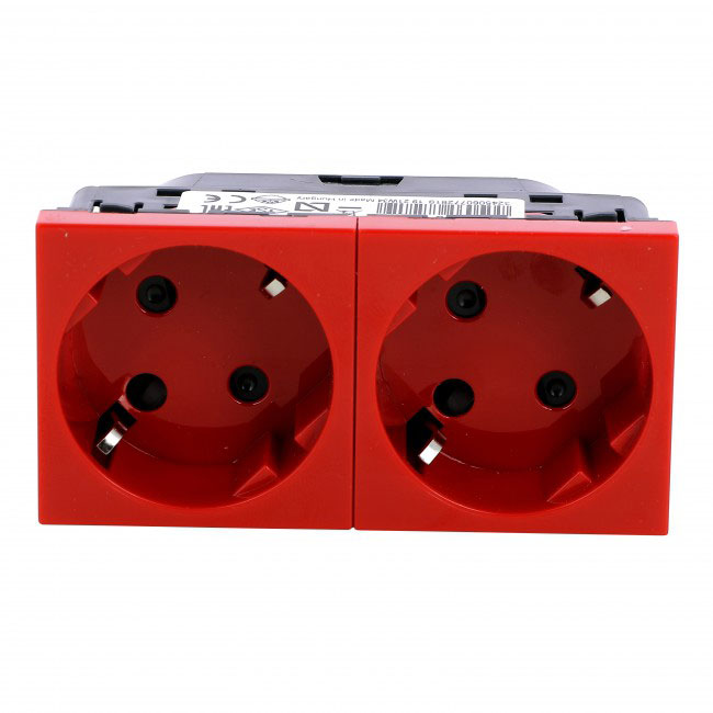 Mosaik 2-fach Schuko-Steckdose 45° 2 x 2P+E / 4mod rot