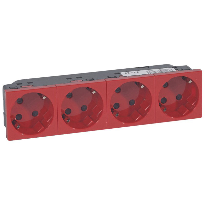 Mosaik 4-fach Schuko-Steckdose 45° 4 x 2P+T / 8mod rot