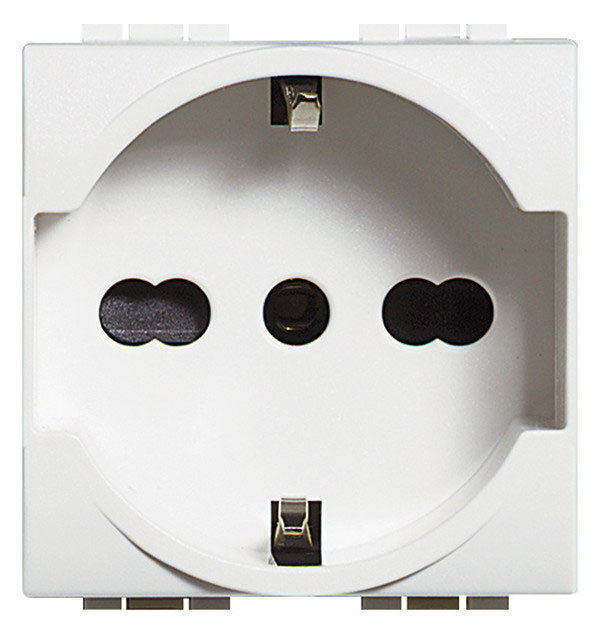 LivingLight Schuko-Steckdose mit Berührungsschutz 2P+E / für Schuko- und italienische Stecker