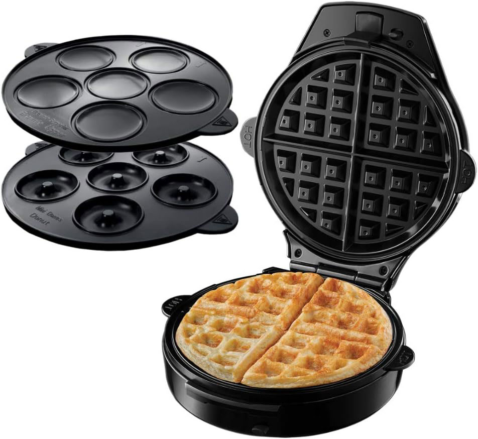 Russel Hobbs Fiesta 3 in 1 Waffeleisen - 3 in 1 Gerät mit auswechselbaren Platten für Waffeln, Cupcakes und Donuts / 900 Watt