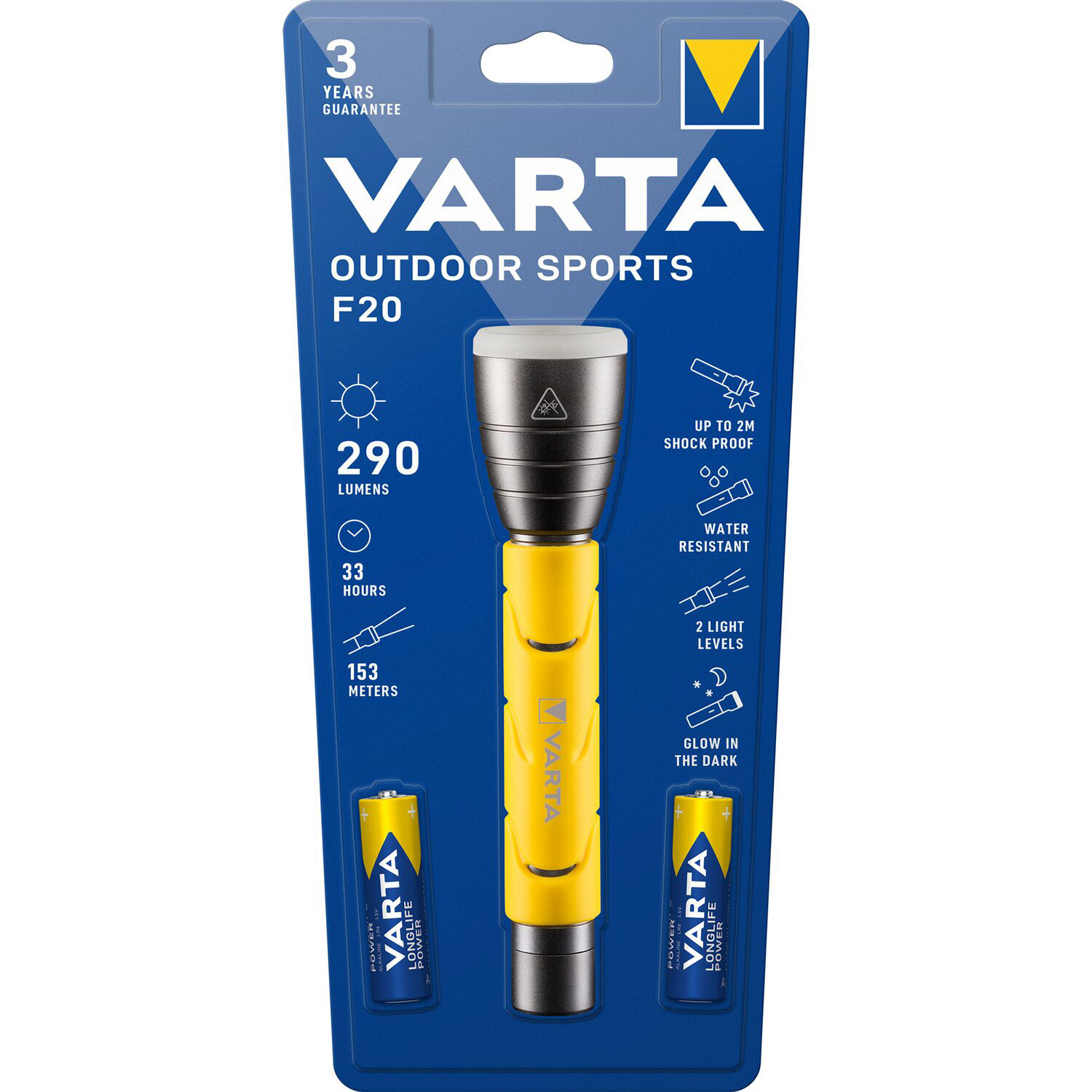 Varta 5 Watt LED Outdoor Sports Flashlight 2AA mit Handschlaufe