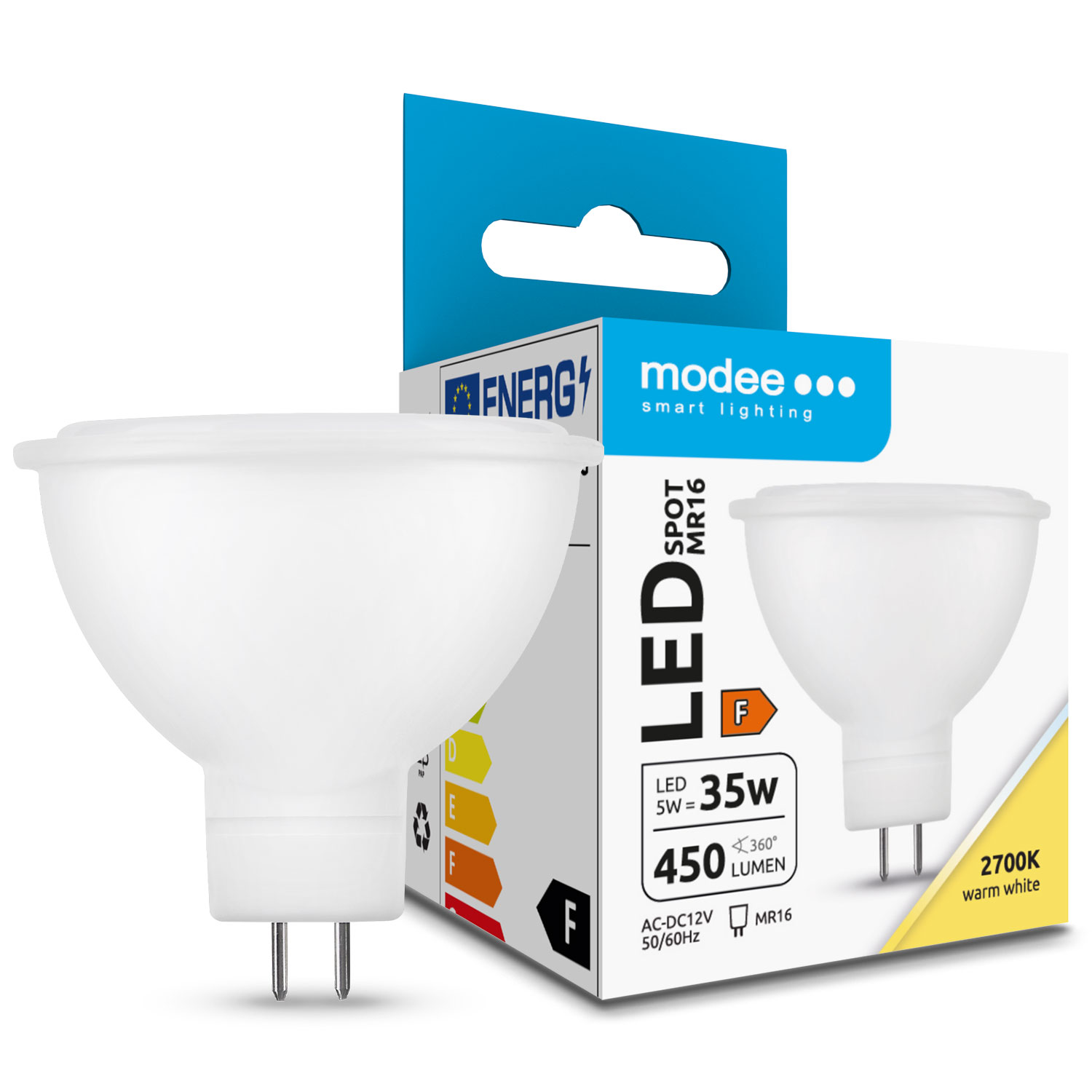 LED-Reflektorlampe MR16 / 450lm / 5W / GU5.3 / 12V / 100° / 2.700K / ww matt