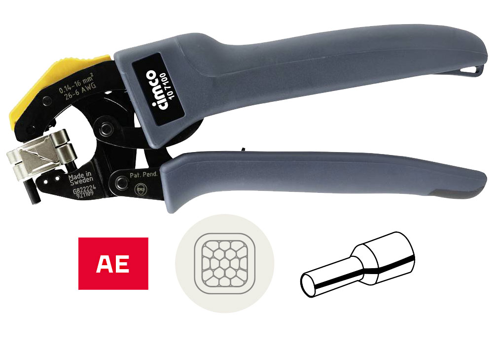 Cimco Crimpzange POWER-CRIMP TWIST mit drehbarem Gesenk / Aderendhülsen 0,14-16mm²