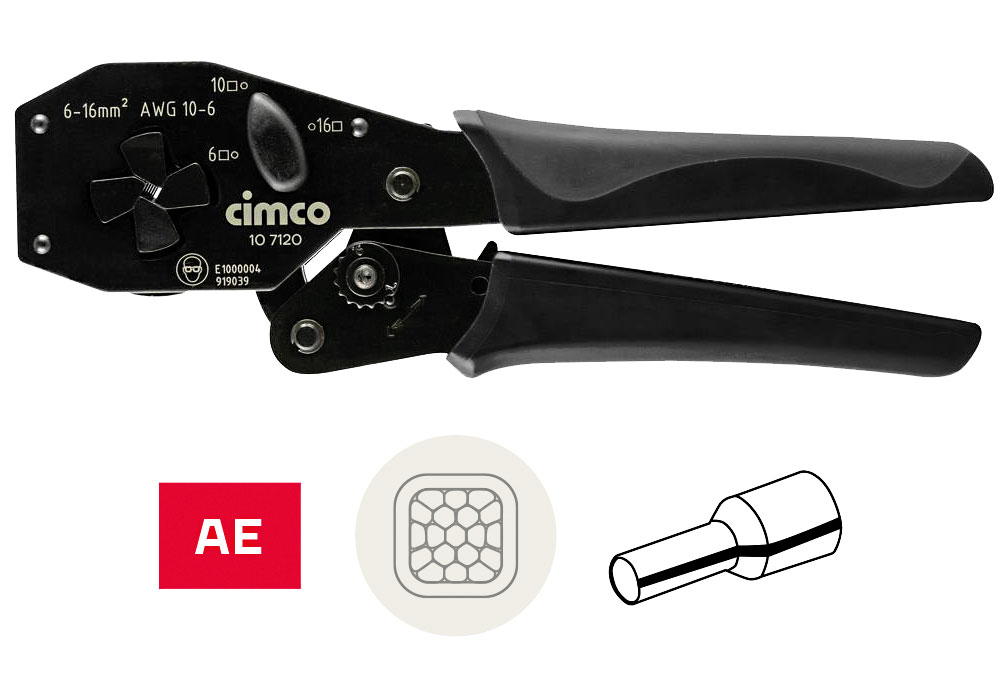 Cimco Crimpzange POWER-CRIMP COMFORT / Aderendhülsen 6/10/16mm² Vierkant-Pr.
