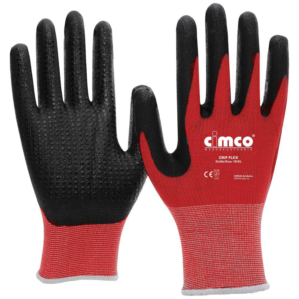 Cimco Strickgewebe Arbeitshandschuh Grip Flex / rot/schwarz / Größe 11/XXL