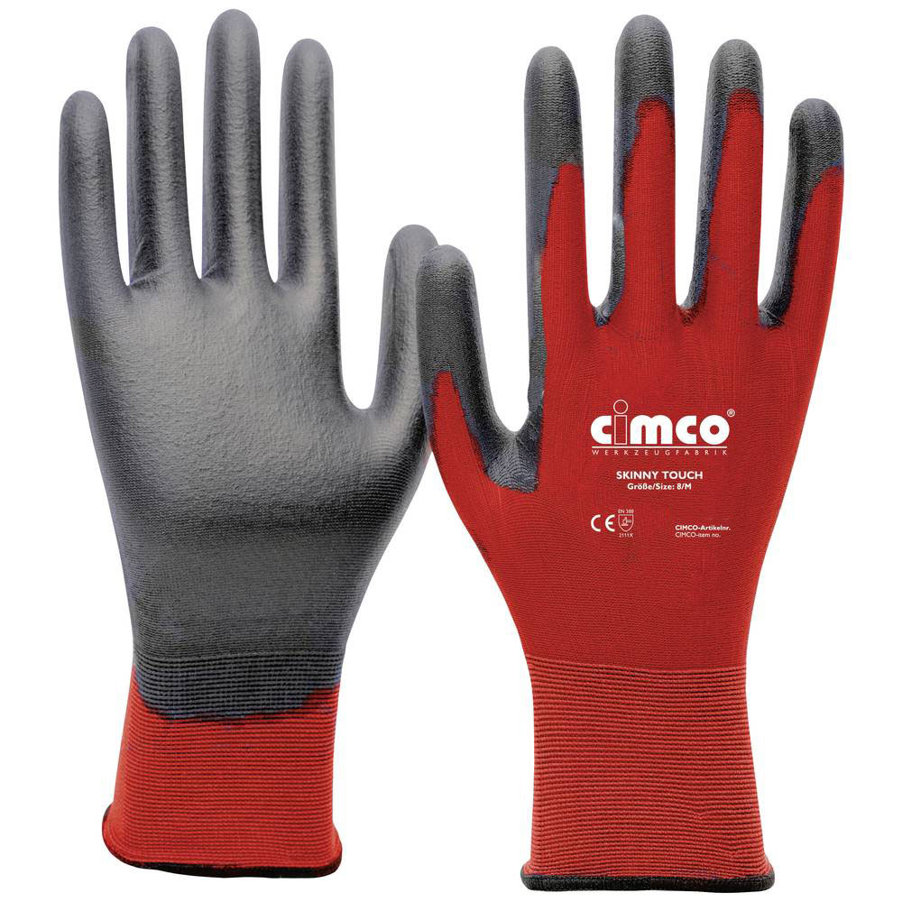 Cimco Arbeitshandschuh Skinny Touch / schwarz/rot / Größe 9/L