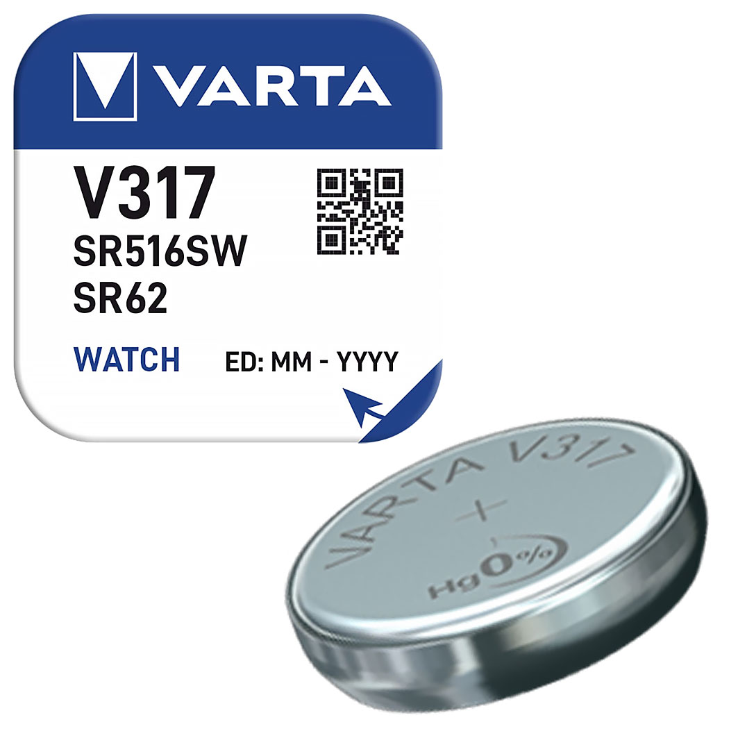Varta Knopfzelle Silberoxyd / 1,55 V /  8 mAh / SR516 / SR516SW / SR62 / Art. V317