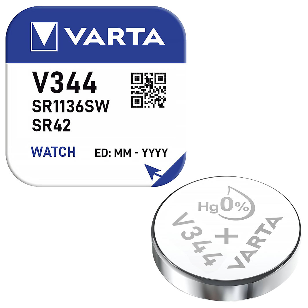 Varta Knopfzelle Silberoxyd / 1,55 V / 100 mAh / SR1136SW / SR42 / 344/350 / Art. V344