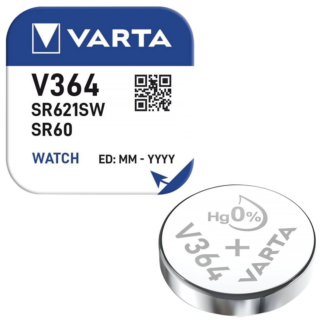 Varta Knopfzelle Silberoxyd / 1,55 V / 17 mAh / SR621 / SR21SW / 364/363 / SR60 / Art. V364