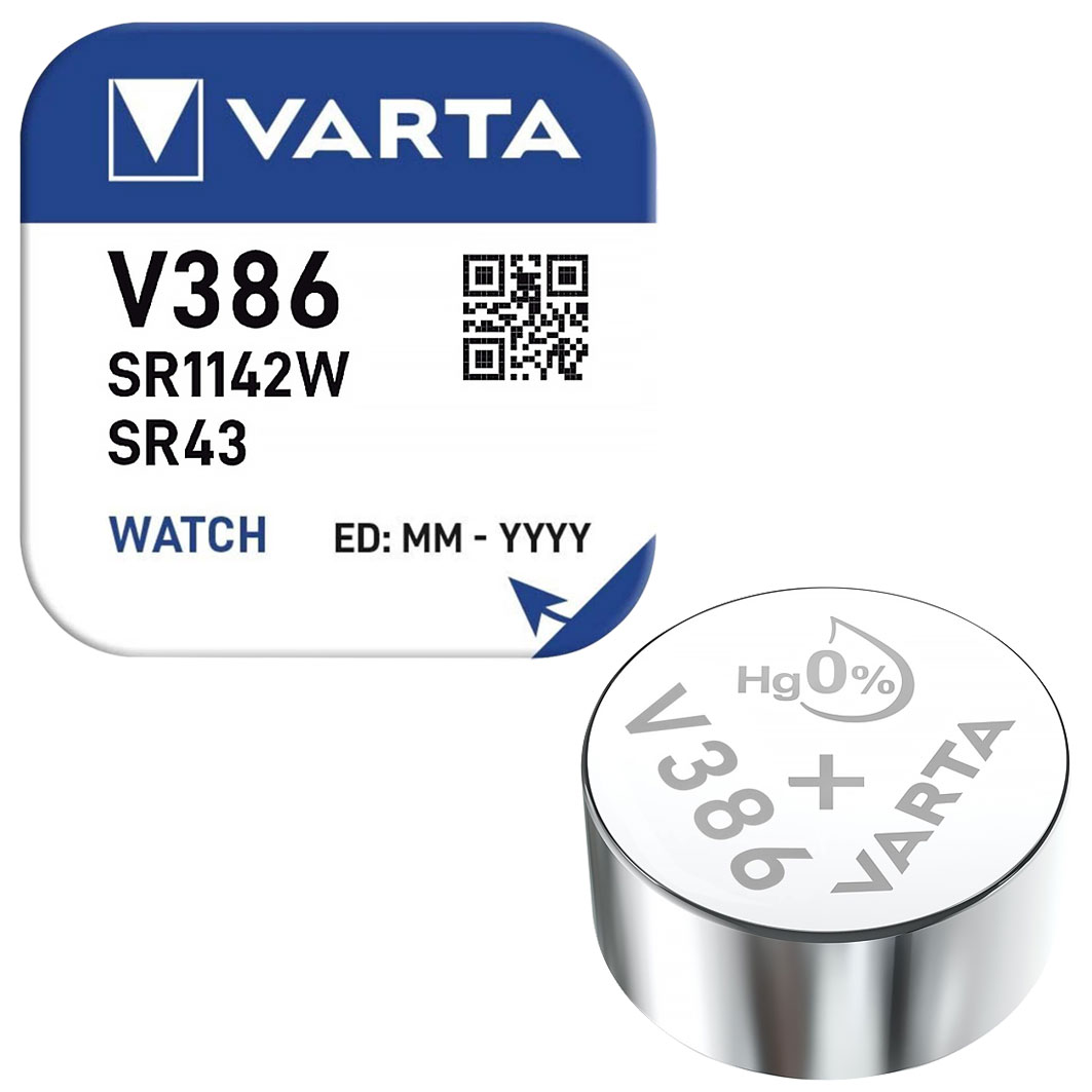 Varta Knopfzelle Silberoxyd / 1,55 V / 115 mAh / SR43 / SR43W / 386/301 / SR43 / Art. V386