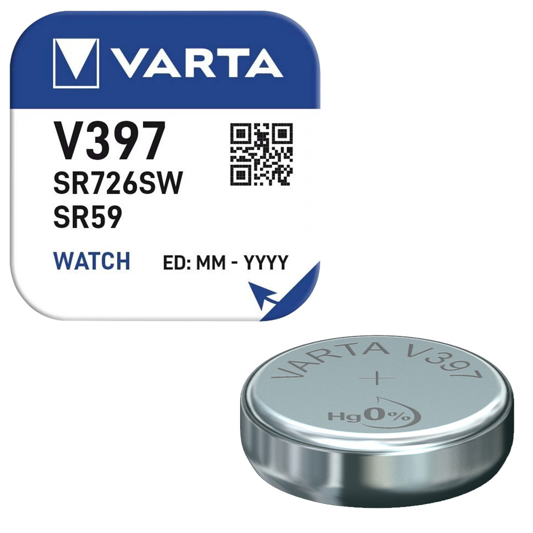 Varta Knopfzelle Silberoxyd / 1,55 V / 23 mAh / SR726 / SR726SW / 396/397 / 396 / SR59 / Art. V397