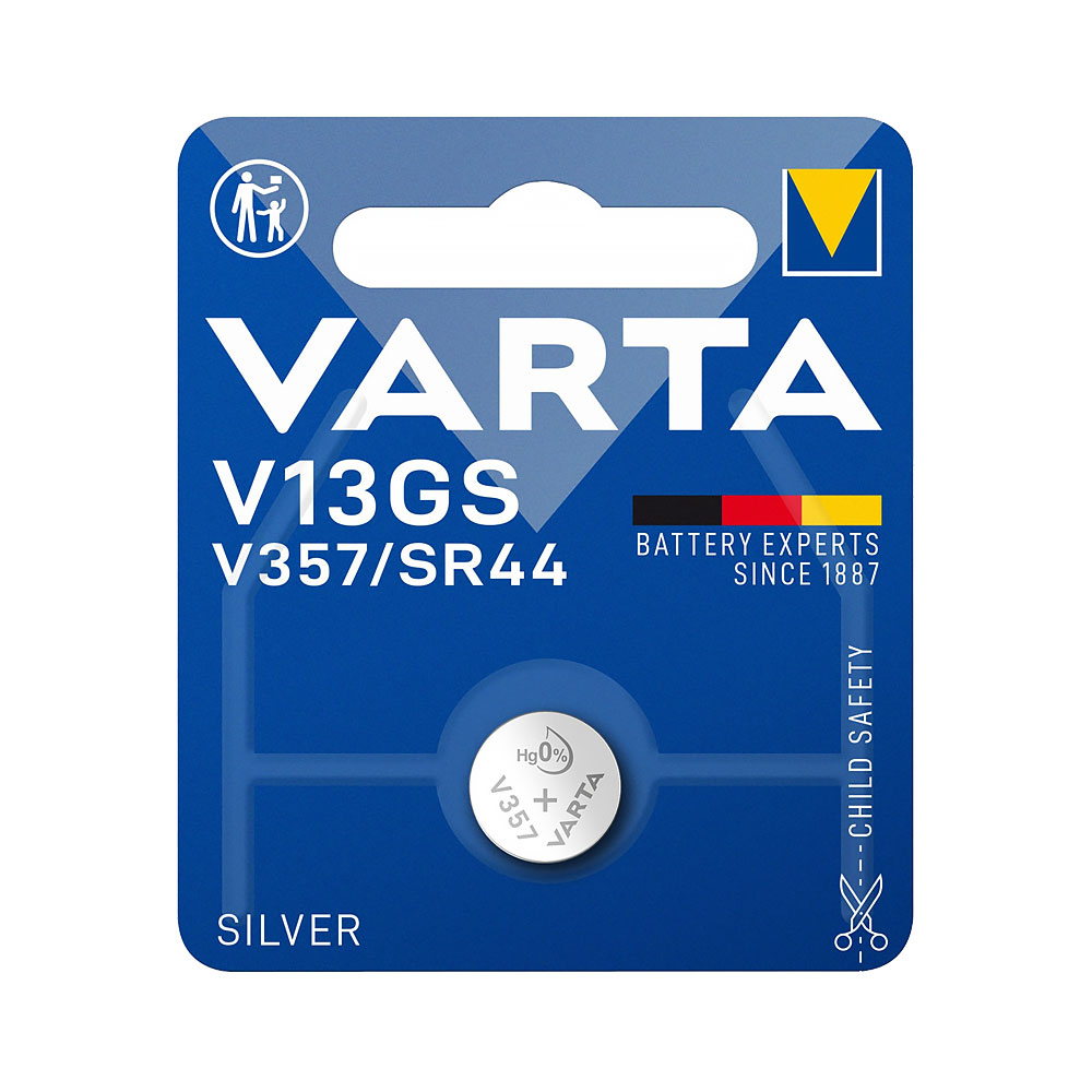 Varta Knopfzelle Silberoxyd / 1,55 V / 155 mAh / SR44 / 357/303 / 357 / 357/S76E/303 / SR44 / Art. V13GS / 1er Blister