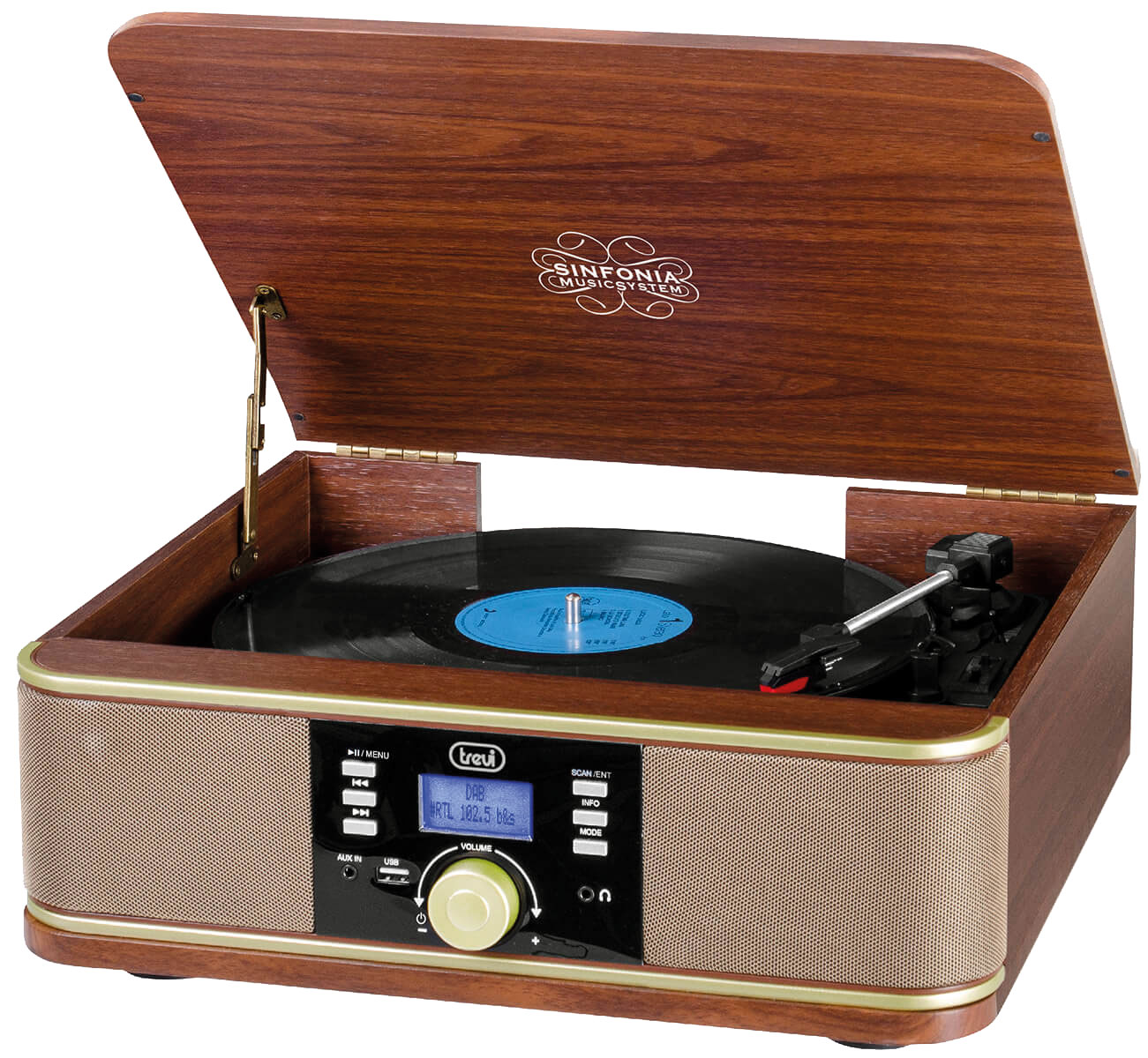 Trevi Sinfonia DAB+ Hi-Fi-System Stereo / HiFi-Stereoanlage mit Plattenspieler/MP3/USB/FM-Radio/DAB