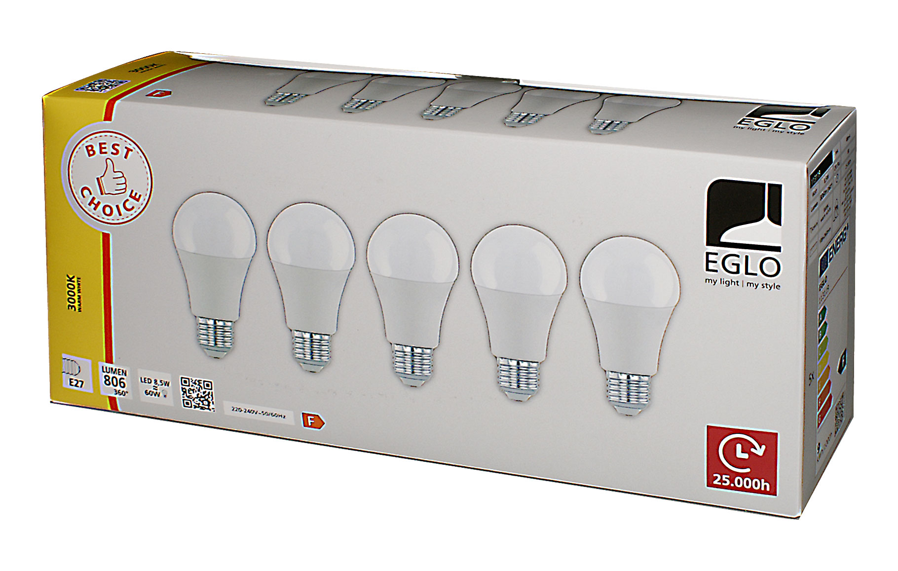 5er Packung LED-Glühlampen A60 / 806lm / 9W / E27 / 220-240V / 3.000K / 830 ww