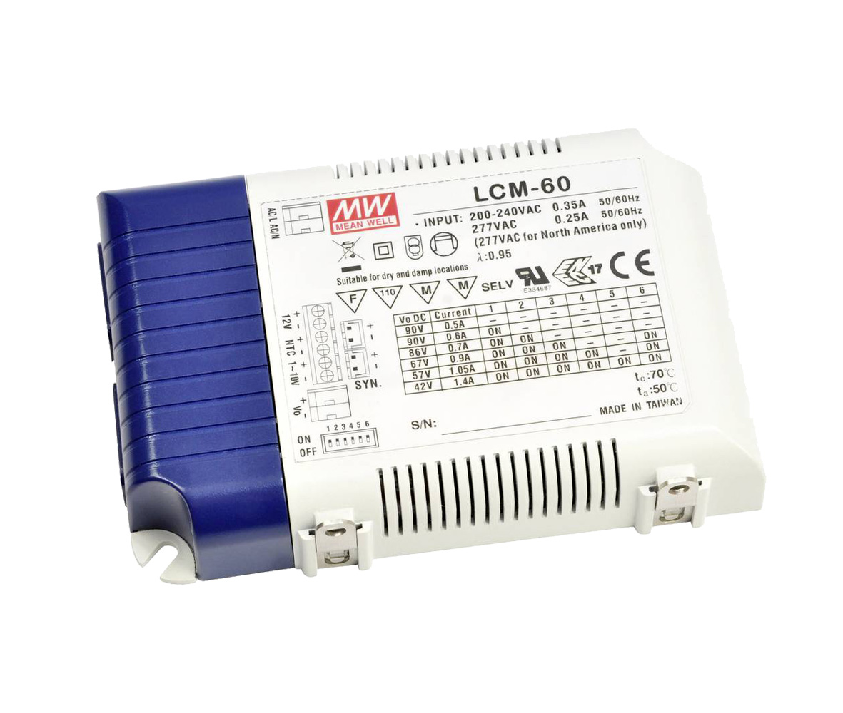 LED-Treiber Konstantstrom 60W / 0.50-4.40A / 2-90V/DC / Überlastschutz / Überspannung / PFC-Schaltkreis / dimmbar 
