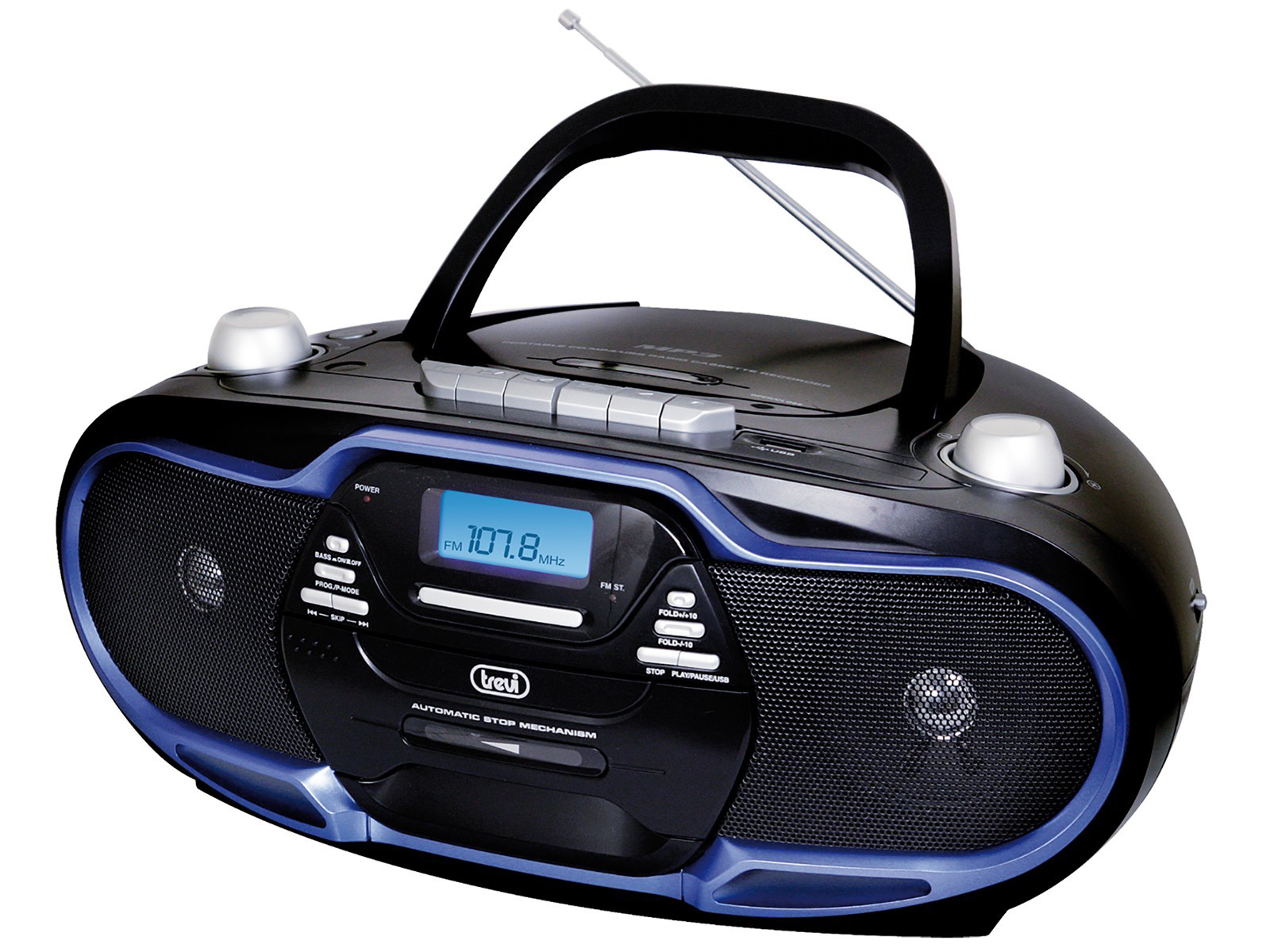 USB-MP3-CD-Radiorecorder mit Kassette blau CMP 574 USB / tragbar / Kopfhöreranschluß / Netz-oder Batteriebetrieb