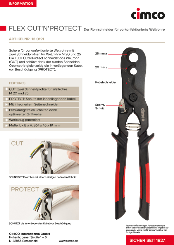 Cimco FLEX CUT'N'PROTECT der Rohrschneider