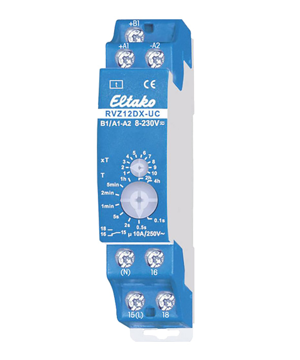 Eltako Analog einstellbares Zeitrelais mit Rückfallverzögerung RVZ12DX-UC / 1 Wechsler 10A