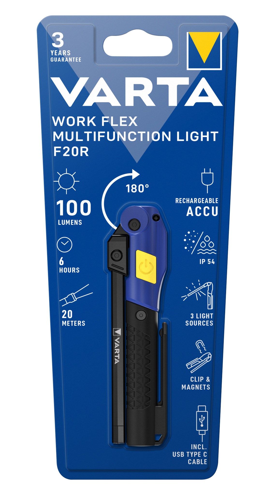 VARTA Work Flex Multifunction Akku Light F20R inkl. 1x Li-Ionen Akku / IP54