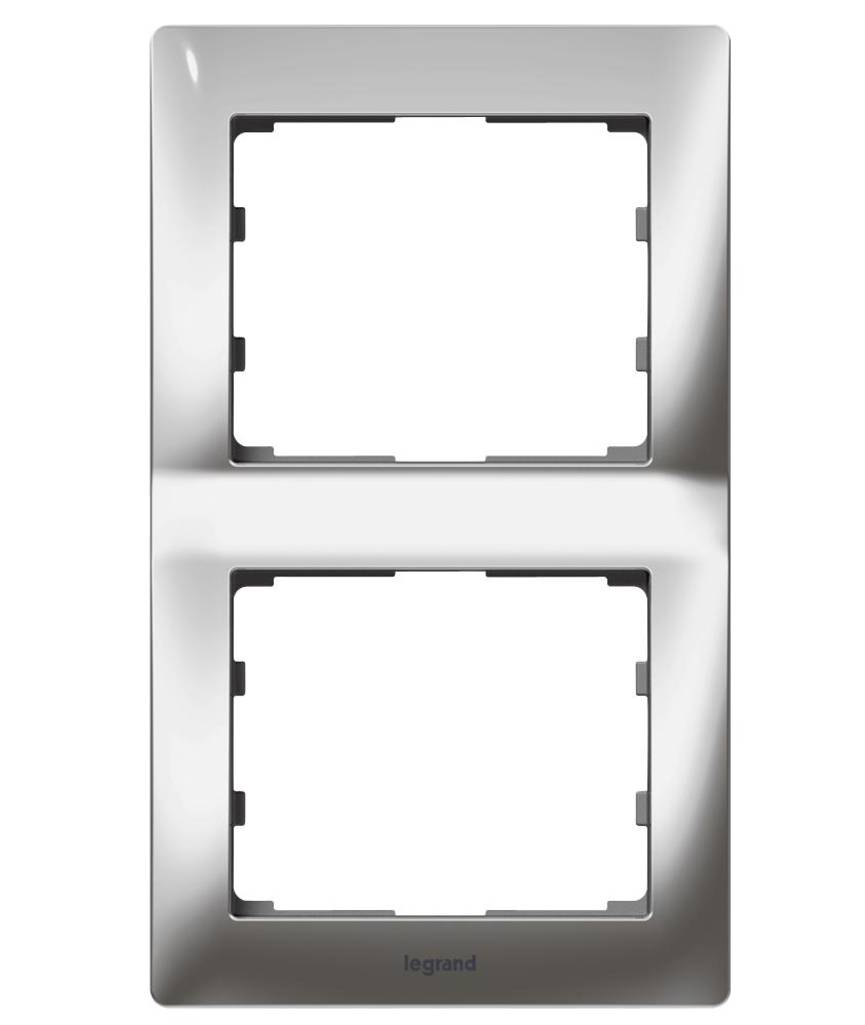 Legrand Galea Rahmen 2fach / senkrecht / silver-chrome