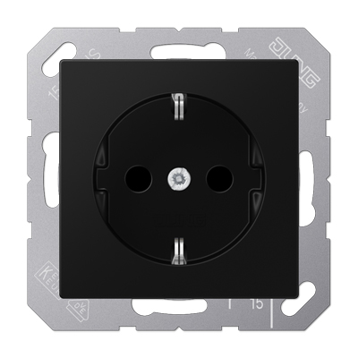 Jung Schuko-Steckdose 6A 250V / Thermoplast graphitschwarz matt lackiert / Serie A