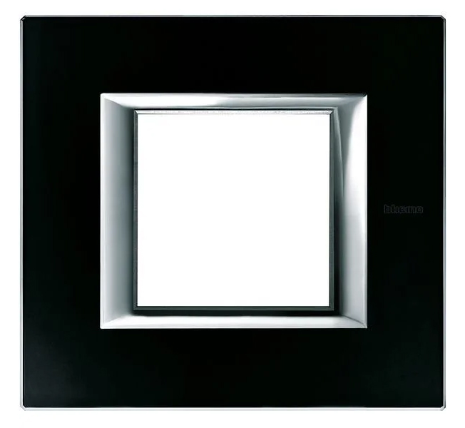Bticino Glas Abdeckrahmen AXOLUTE 1-fach / 2 Module / Nachtschwarz