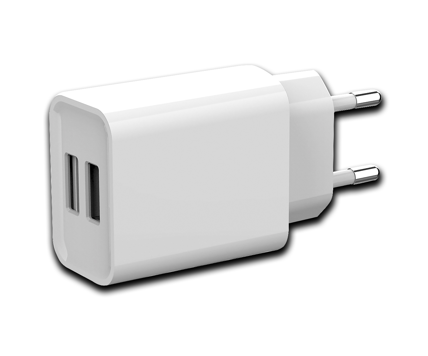 Stecker-Netzteil CTN-0520 Duo weiß mit USB / Ein 110-240V~ / Aus 5V= / 2x1/1x2,1A / 10W